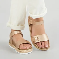 Brave Soul Damen Pantha Knöchel Riemen Plateau Sandalen Rose Gold Metallic