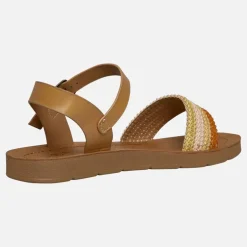 Brave Soul Damen Patti Knöchel Riemen Sandalen Tan/Multi