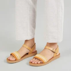 Brave Soul Damen Patti Knöchel Riemen Sandalen Tan/Multi