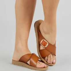 Brave Soul Damen Riemchen Sandalen Tan