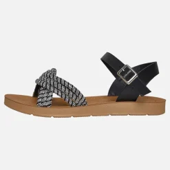 Brave Soul Damen Stevie Sandalen mit Knöchelriemen Schwarz/Weiß