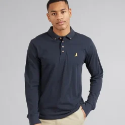 Brave Soul Herren Allgemein Langarm Poloshirt Dark Navy