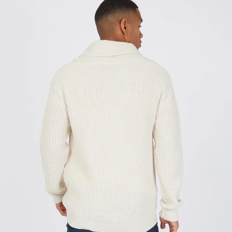 Brave Soul Herren Arkram Knopfverschluss Gestrickte Strickjacke Haferflocken