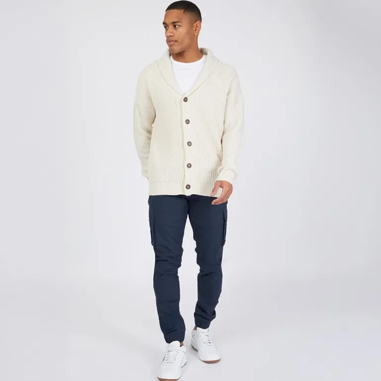 Brave Soul Herren Arkram Knopfverschluss Gestrickte Strickjacke Haferflocken