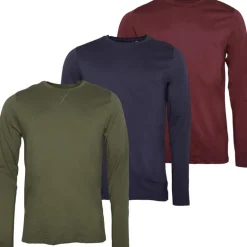 Brave Soul Herren 3er-Pack Langarm Oberteile Marine/Khaki/Burgund