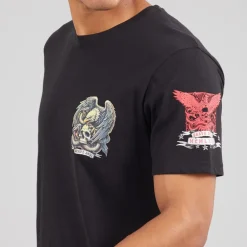 Brave Soul Herren Kruger T Shirt Jet Black/Multi Colour Print