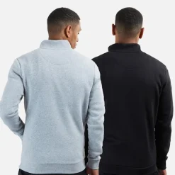 Brave Soul Herren Stilgar Zweierpack 1/4 Zip Sweatshirts Schwarz / Grau