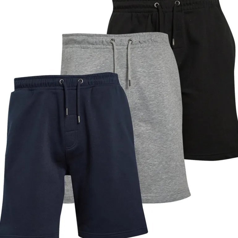 Brave Soul Herren Tarley Drei-Pack Jersey Shorts Schwarz/Hellgrau/Marineblau