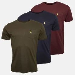 Brave Soul Herren T-Shirts 3er-Pack Marine/Khaki/Burgund
