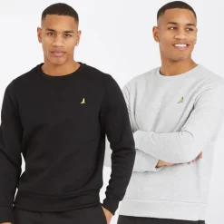 Brave Soul Herren Winston Zwei Pack Sweatshirts Schwarz/Grau