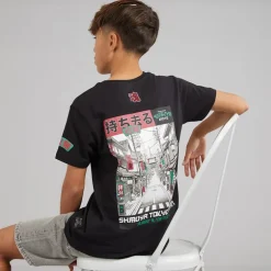 Brave Soul Junge Ameyoko T Shirt Jet Schwarz/Mehrfarbig