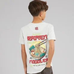 Brave Soul Junge Scran T Shirt Ecru Marl/Multi Colour