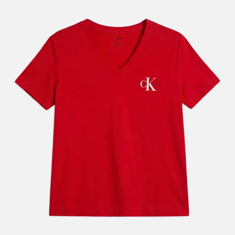 Calvin Klein Jeans Damen Logo Zweierpack T Shirts Adrenaline Rush/Brilliant White