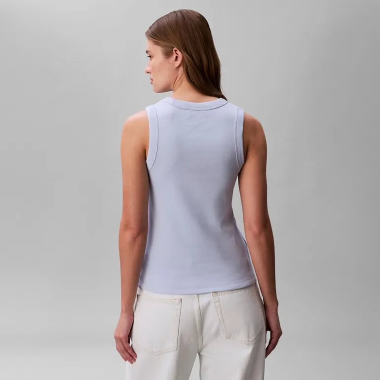 Calvin Klein Jeans Damen Monologo Rippstrick Tank Top Breezy Blue