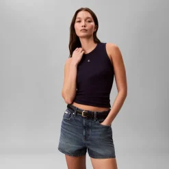 Calvin Klein Jeans Damen Monogramm Aufnäher Weste Evening Blue