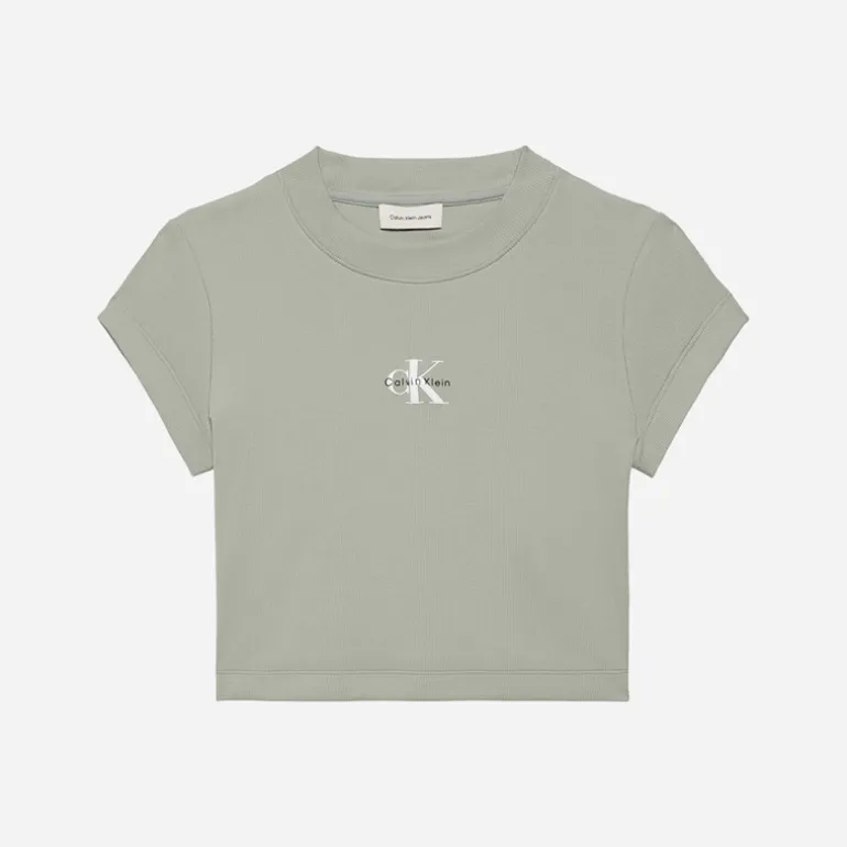 Calvin Klein Jeans Damen Monologo Ripp T Shirt Shadow