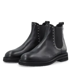 Ca'Shott Damen Casbetty Chelsea Stiefel mit Nieten Leder Schwarz