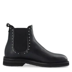 Ca'Shott Damen Casbetty Chelsea Stiefel mit Nieten Leder Schwarz