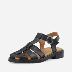 Ca'Shott Damen Casgrace Leder Fischer Sandalen Schwarz