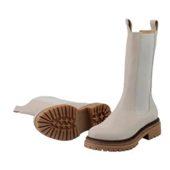 Ca'Shott Damen Cashannah Chelsea Stiefel Hoher Schnitt Leder Picasso Beige