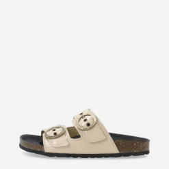 Ca'Shott Damen Cashelle Zwei Schnallen Plateau Leder Sandalen Beige