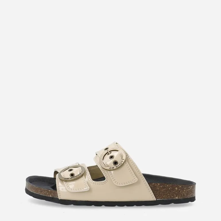 Ca'Shott Damen Cashelle Zwei Schnallen Plateau Leder Sandalen Beige