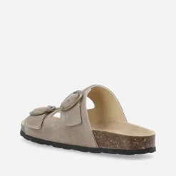 Ca'Shott Damen Cashelle Zwei Schnallen Wildleder Slide Sandalen Taupe