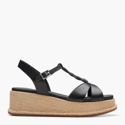 Clarks Damen Calenne Lily Keil Sandalen Black Leather