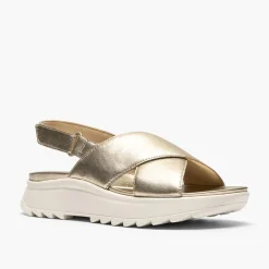 Clarks Damen Dashlite Wish Knöchel Riemen Sandalen Gold Leather