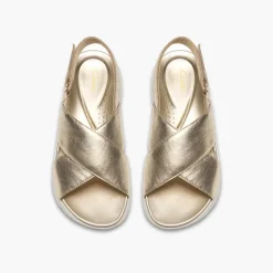 Clarks Damen Dashlite Wish Knöchel Riemen Sandalen Gold Leather