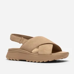 Clarks Damen Dashlite Wish Knöchel Riemen Sandalen Beige Suede
