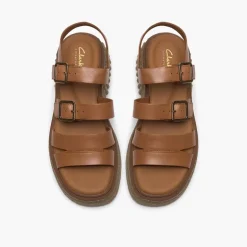 Clarks Damen Evamar Riemen Sandalen Tan Leather