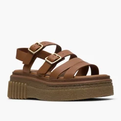 Clarks Damen Evamar Riemen Sandalen Tan Leather