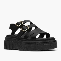 Clarks Damen Evamar Riemen Sandalen Black Leather
