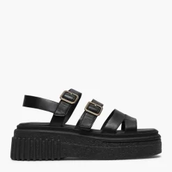 Clarks Damen Evamar Riemen Sandalen Black Leather