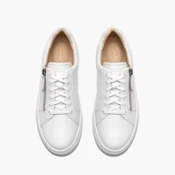 Clarks Damen Hollyrose Reißverschluss Turnschuhe White Leather