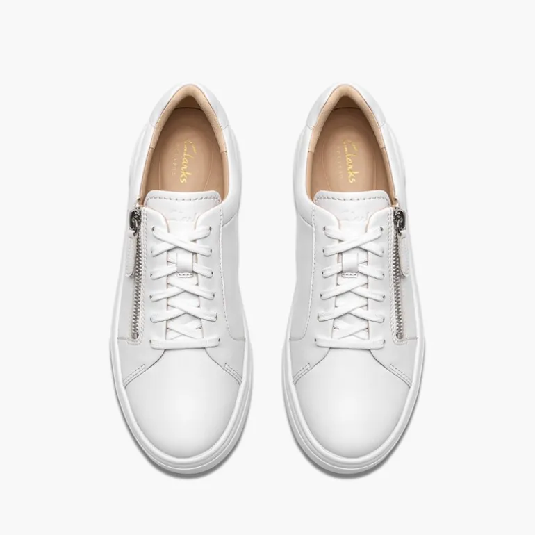 Clarks Damen Hollyrose Reißverschluss Turnschuhe White Leather