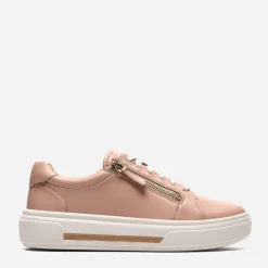 Clarks Damen Hollyrose Reißverschluss Turnschuhe Light Pink Leather