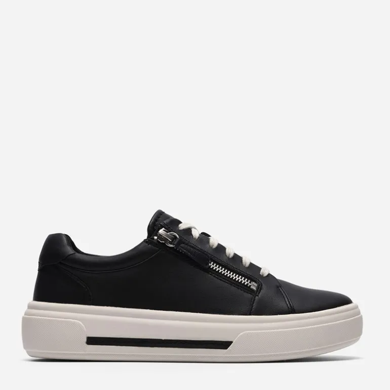Clarks Damen Hollyrose Reißverschluss Turnschuhe Black Leather