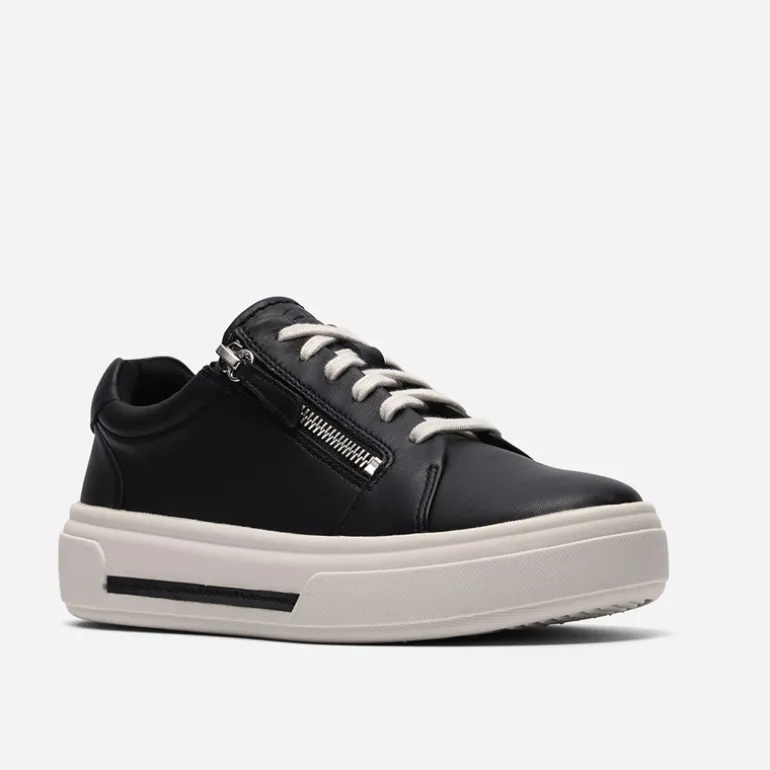 Clarks Damen Hollyrose Reißverschluss Turnschuhe Black Leather