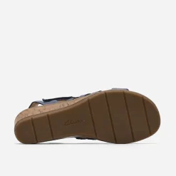 Clarks Damen Kacha Step Sandalen Denim Blue Leather