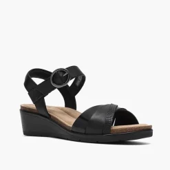Clarks Damen Kacha Twist Sandalen Black Leather