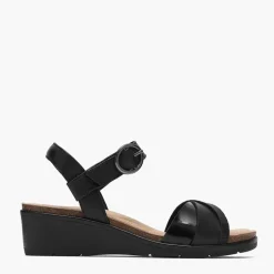 Clarks Damen Kacha Twist Sandalen Black Leather