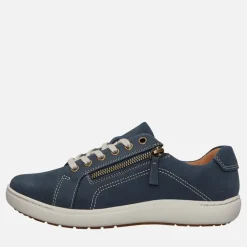 Clarks Damen Nalle Weite Passform Turnschuhe Navy Nubuck