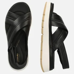Clarks Damen Premuim Tuscan Cross Sandalen Black Leather