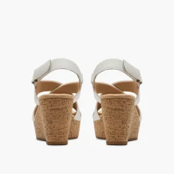 Clarks Damen Rosen Stil Keil Sandalen White Leather