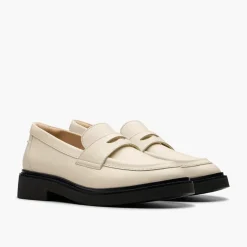 Clarks Damen Splend Edge Loafer Cream Leather