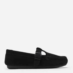 Clarks Damen T Bar Loafer mit Sommersprossen Black Suede
