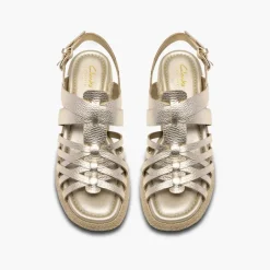 Clarks Damen Tessiah Riemen Sandalen Gold Leather