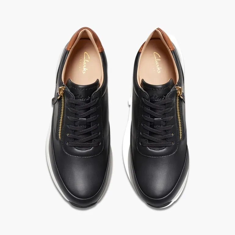 Clarks Damen Tivoli D-Fit Seiten Reißverschluss Sneaker Schwarz